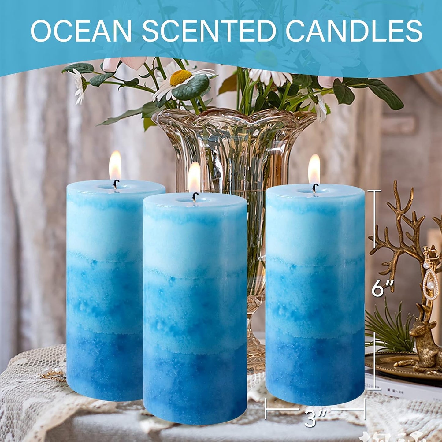 Pillar Candles Vanilla Cupcake Scented Immeiscent Aromatherapy Candle 50+ Hours Clean Burning Long Lasting Mottled Layered Candles for Home Scented SPA Restaurant Set of 3