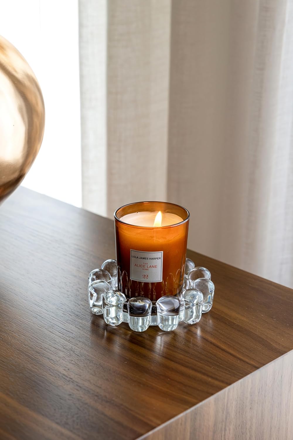 Alice Lane Original Bubble Candle Dish – Chic Smoky Glass Candle Dish for Home Decor – Decorative Modern Candle Holder for Small Candles & Diffusers