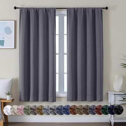 Simplebrand Ava Sage Green Blackout Curtains for Bedroom 63 Inch Length 2 Panels Set, Solid Thermal Insulated Energy Saving Rod Pocket Window Treatment Curtains Blackout Drapes, W40 x L63 Inch, Sage - Colors C