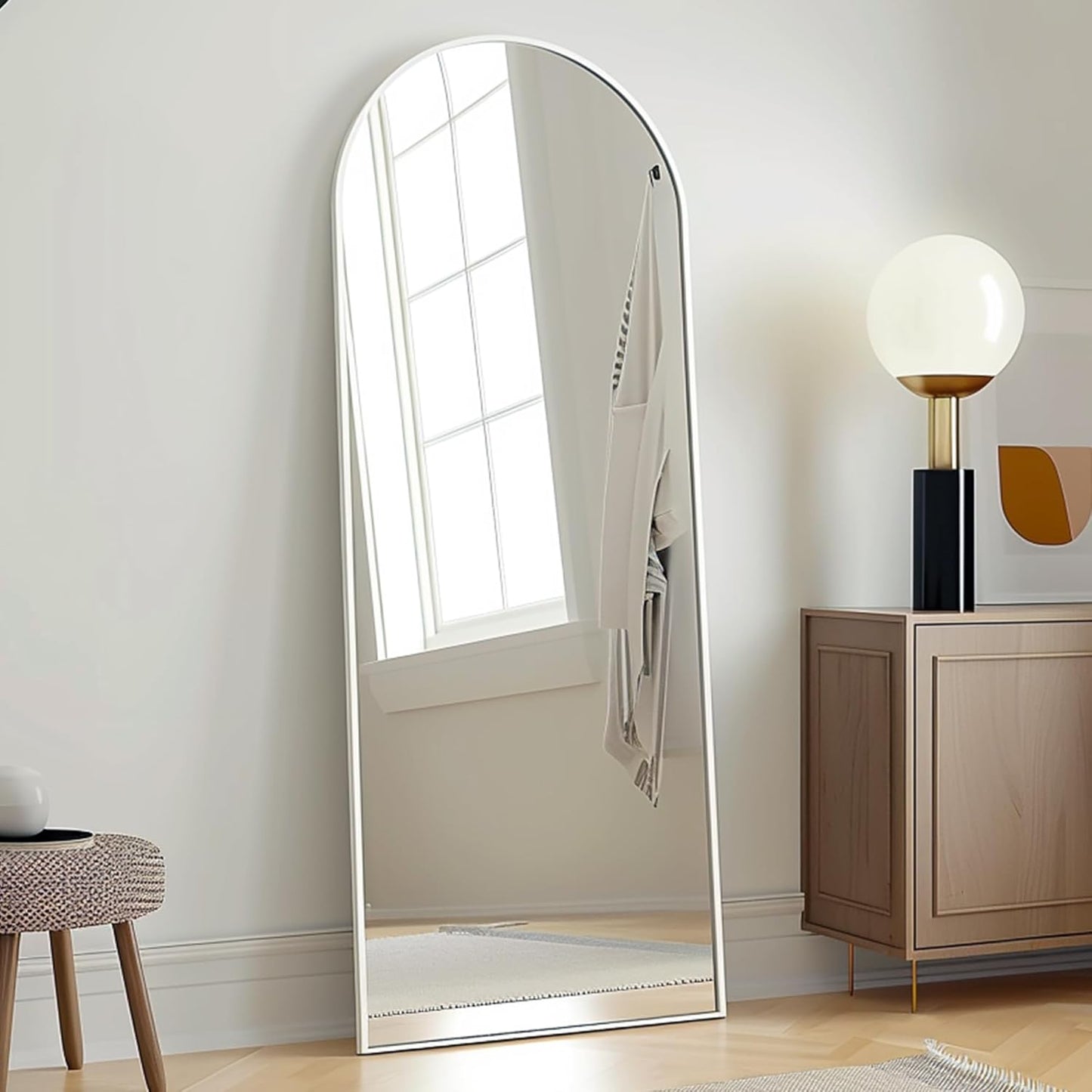 Prywot Arched Full Length Mirror, 70"x26" Free Standing Floor Mirror, Modern Full Body Mirrors with Stand, Wall Mirrors with Aluminum Alloy Frame for Bedroom,Living Room, Gold