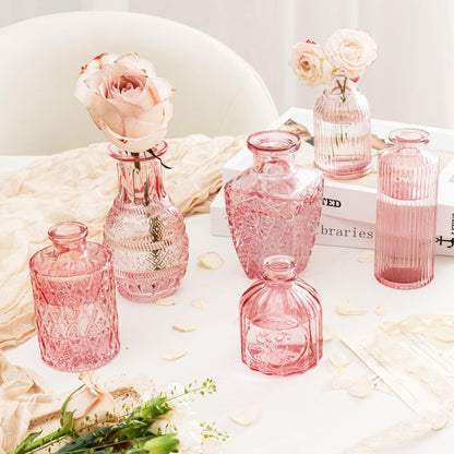 Clear Glass Bud Vase Set of 12 Pcs,Small Bud Vases in Bulk,Glass Crystal Flower Vases Table Centerpieces for Party Event Wedding Decor Baby Shower Decorations (Clear, 12 Pcs)