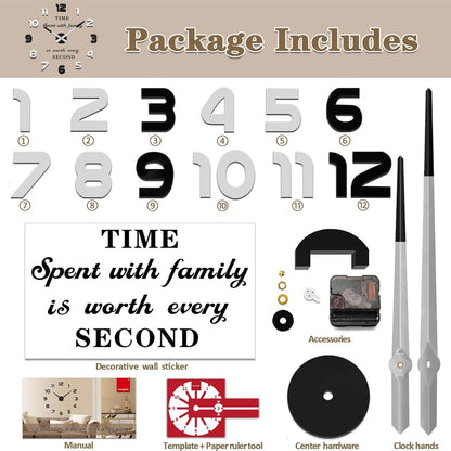 VANGOLD Large Wall Clocks for Living Room Decor, Decorative Wall Clocks Battery Operated (Black Wall Decor)