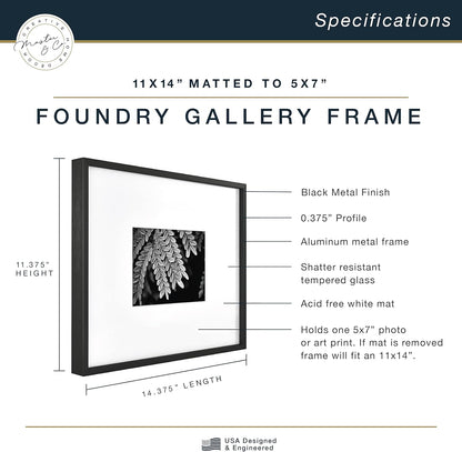 MCS Master & Co. Foundry Metal 18x18 Matted Picture Frame with 8x8 Photo Display, Black Vertical & Horizontal Wall Hanging Frame for Photos & Artwork (1-Pack)