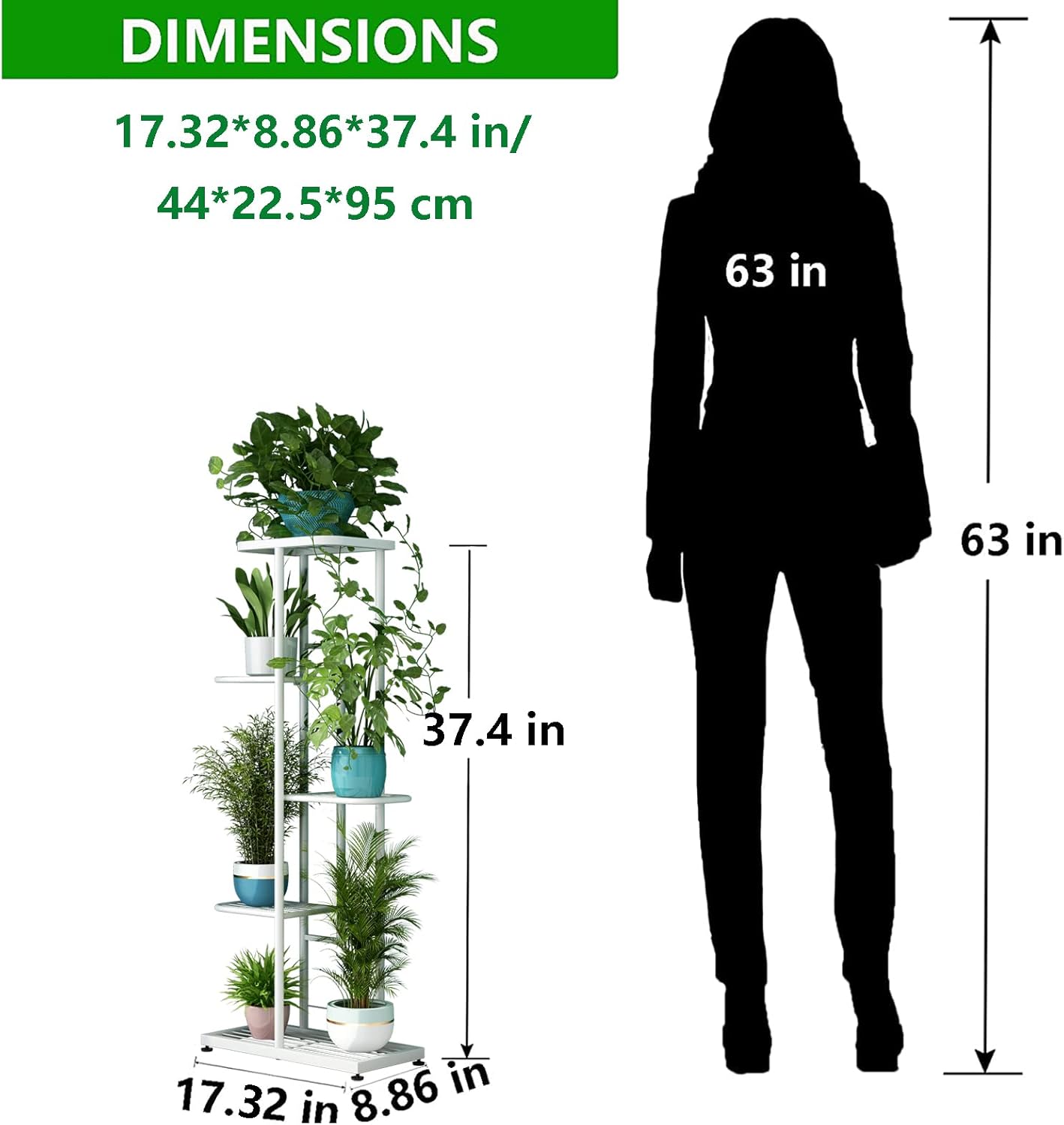 LINZINAR Plant Stand Indoor Outdoor Corner 4 Tier Metal Plant Shelf Patio Plant Rack for Garden Corner Balcony Living Room