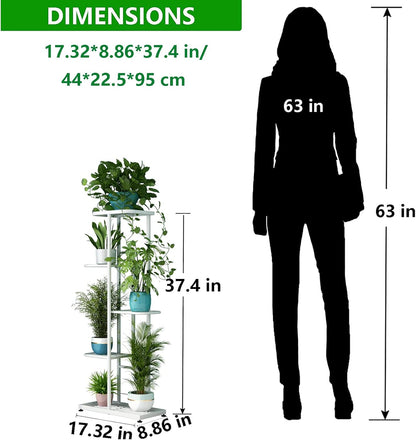 LINZINAR Plant Stand Indoor Outdoor Corner 4 Tier Metal Plant Shelf Patio Plant Rack for Garden Corner Balcony Living Room