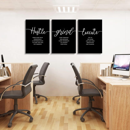 Inspirational Canvas Painting Wall Art -EPHANY ART,Mindset Quotes Prints, Success Framed Entrepreneur Poster Positive Quotes Wall Poster for Home Office Workplace (M-3pcs,12x16inchx3pcs)