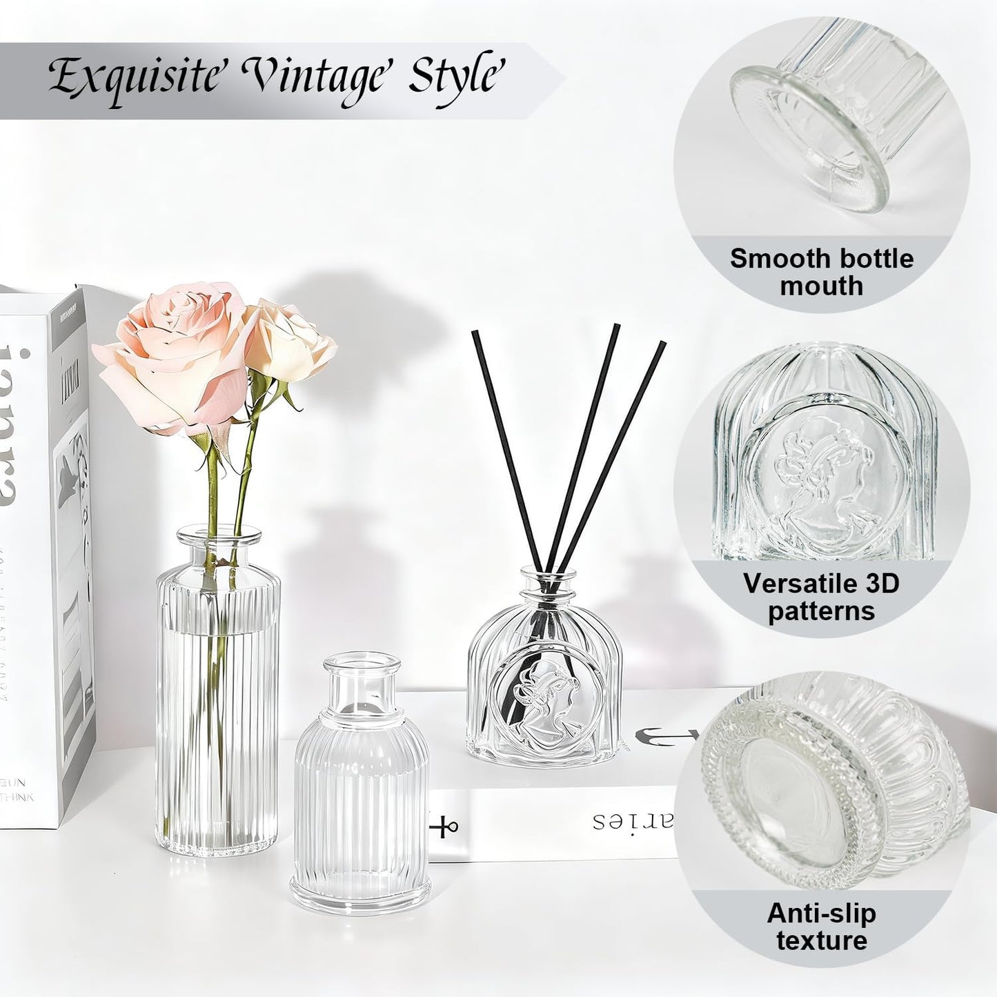 Clear Glass Bud Vase Set of 12 Pcs,Small Bud Vases in Bulk,Glass Crystal Flower Vases Table Centerpieces for Party Event Wedding Decor Baby Shower Decorations (Clear, 12 Pcs)