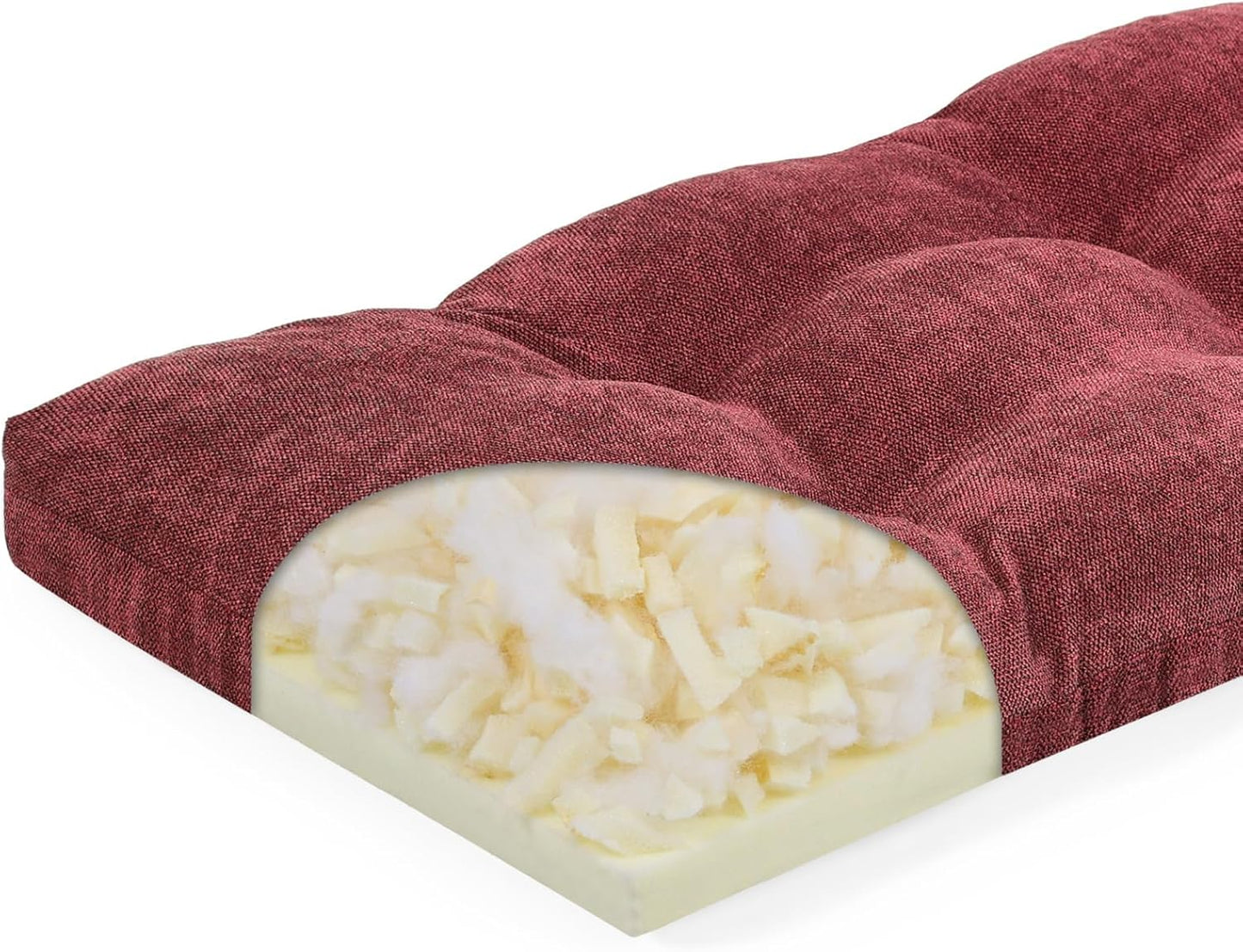 baibu 36 Inch Memory Foam Bench Cushion, Dual-Layer Patent Design Non-Slip Indoor Bench Cushion with Ties, 36x15x3Inch, Beige