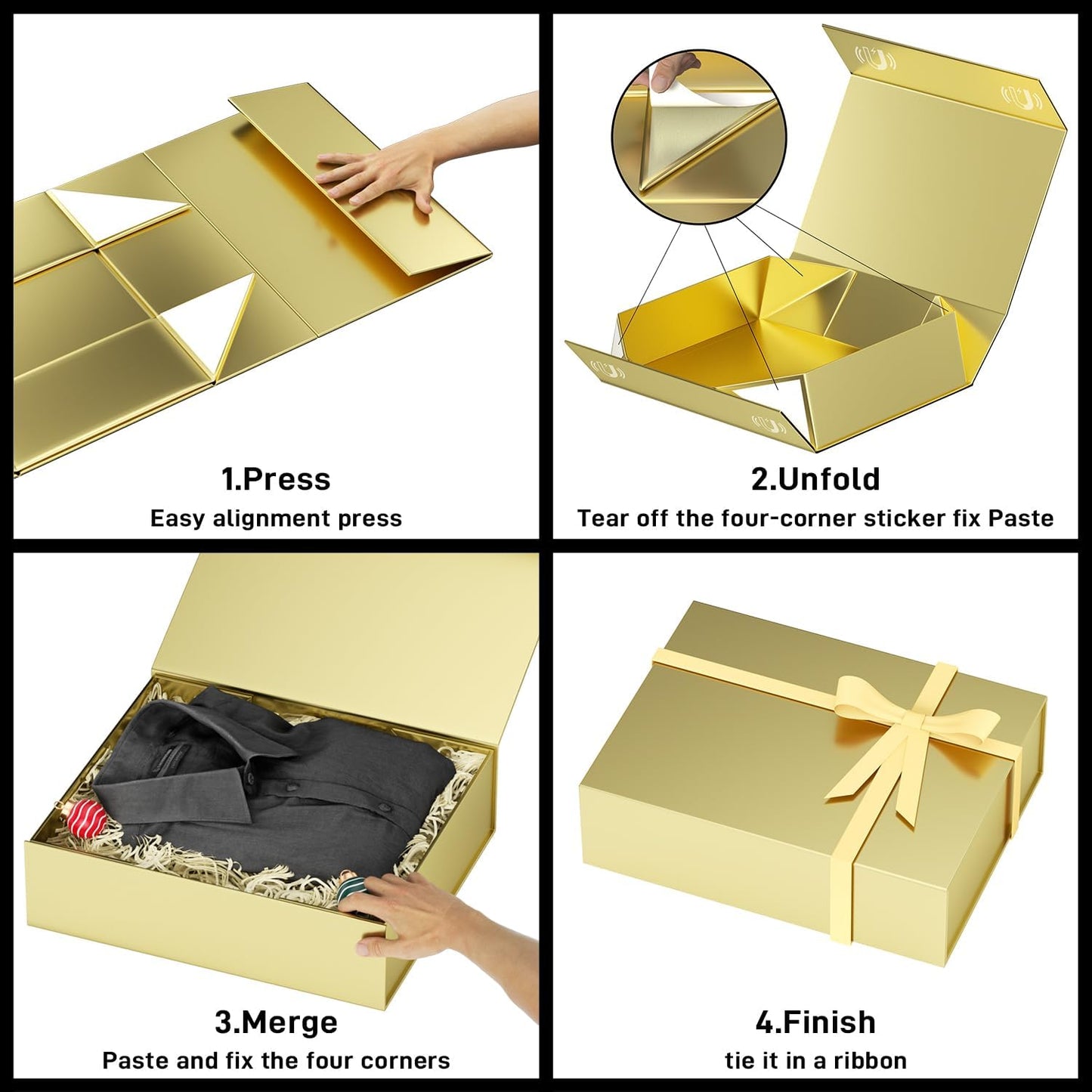 PSHVYM Gift Boxes with Lids, 11.5x7.8x3 In Forest Green Gift Box for Presents Magnetic Closure for T-Shirts, Gloves, Scarves, Books, Baby Clothes, Robes Clothing Gift Wrap, Contains Card, Ribbon