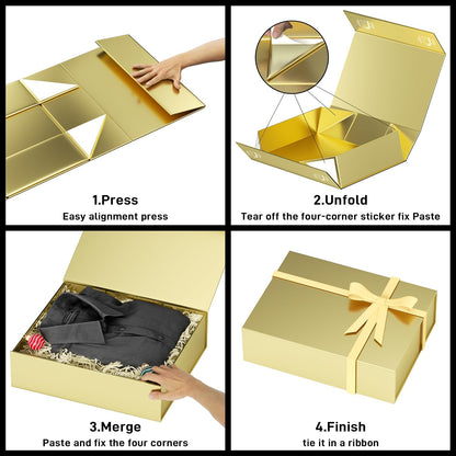 PSHVYM Gift Boxes with Lids, 11.5x7.8x3 In Forest Green Gift Box for Presents Magnetic Closure for T-Shirts, Gloves, Scarves, Books, Baby Clothes, Robes Clothing Gift Wrap, Contains Card, Ribbon
