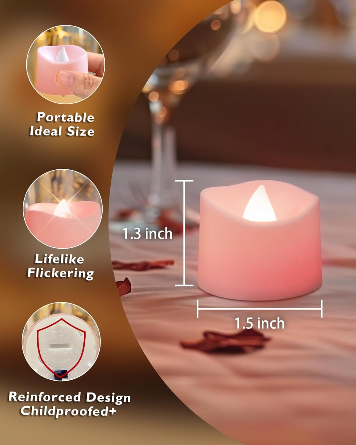 Homemory 24Pcs Flickering Flameless Candle Battery Operated, 200+Hours Fake Electric LED Tea Lights for Votive, Centerpiece Table Decorations, Wedding, Aniversary, Halloween, Christmas