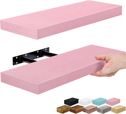 Sorbus Floating Shelves for Wall – 16 Inch Floating Shelf for Kitchen, Bedroom, Living Room, Bathroom, Home & Wall Decor - Mounted Bathroom Shelves with Invisible Brackets (Maple Wood, 2 Pack)