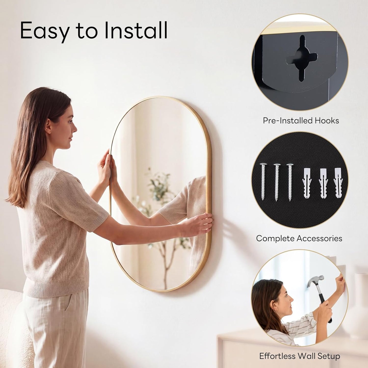 Sweetcrispy 20"x30" Arched Gold Bathroom Mirrors for Wall, Bathroom Mirrors for Over Sink, Metal Framed with HD Shatter-Proof Glass for Entryway, Living Room, Bedroom