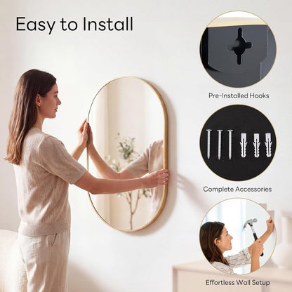 Sweetcrispy 20"x30" Arched Gold Bathroom Mirrors for Wall, Bathroom Mirrors for Over Sink, Metal Framed with HD Shatter-Proof Glass for Entryway, Living Room, Bedroom
