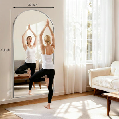 57" x 20" Arched Full Length Mirror - Wall Mounted/Floor Mirror Aluminum Alloy Frame Full Body Mirrors for Bathroom Living Room Bedroom and Entryway,Black