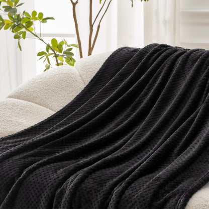 Exclusivo Mezcla Fleece Throw Blanket Extra Large, Super Soft and Warm Blankets for Couch, Sofa and Bed Waffle Textured, Cozy, Fuzzy and Lightweight (Slate Blue, 50x70 Inches)
