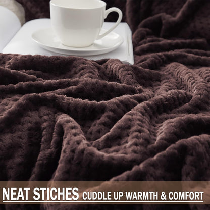 Exclusivo Mezcla Fleece Throw Blanket Extra Large, Super Soft and Warm Blankets for Couch, Sofa and Bed Waffle Textured, Cozy, Fuzzy and Lightweight (Slate Blue, 50x70 Inches)