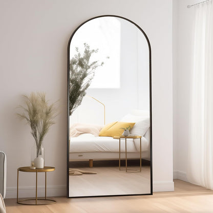 Mirror Full Length, 71"x26" Arched Full Length Mirror, Arch Mirror with Stand, Large Standing Mirrors, Oversized Full Body Mirrors with Aluminum Frame for Bedroom, Living Room (White)