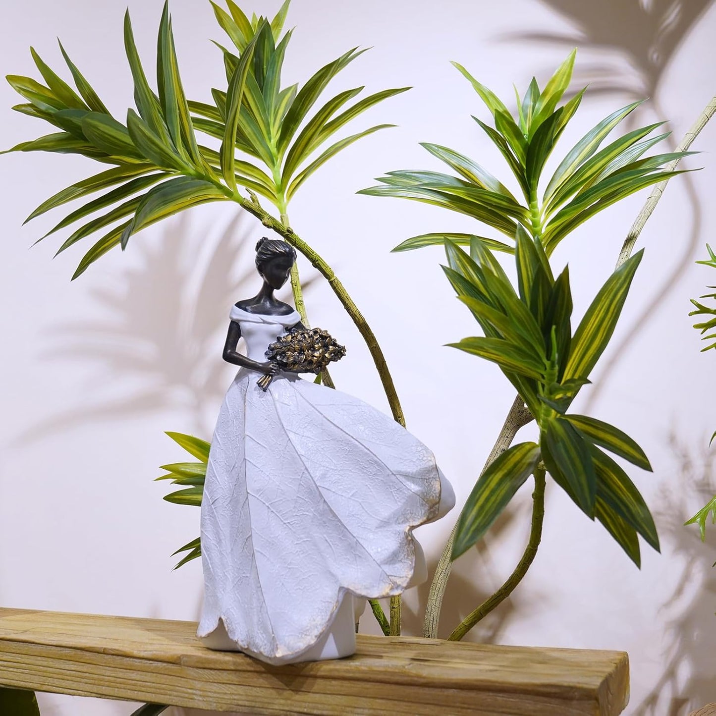 Guichifun Fairy Statue Collection Home Decoration - Leaf Angel Girls Resin Modern Table Decor for Living Room Office Sculpture Decor for Women Indoor Rustic Figurines Gift 5 x 3 x 7.5 Inch