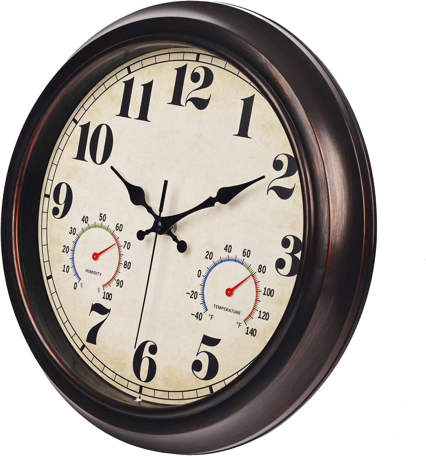JENLYSTIME 12 Inch Indoor/Outdoor Retro Waterproof Wall Clock with Thermometer Silent Round Quartz Battery Operated Easy to Read Decorative for Kitchen Patio,Bathroom,Deck,Porch,Pool(Blue)