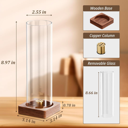 1 Pack Incense Holder for Sticks, Insence-Stick Holder Ash Catcher with Removable Glass [Anti-Ash Flying], Mess-Free Incense Burner Holder, Perfect for Meditation Yoga Relaxation, Home Decor