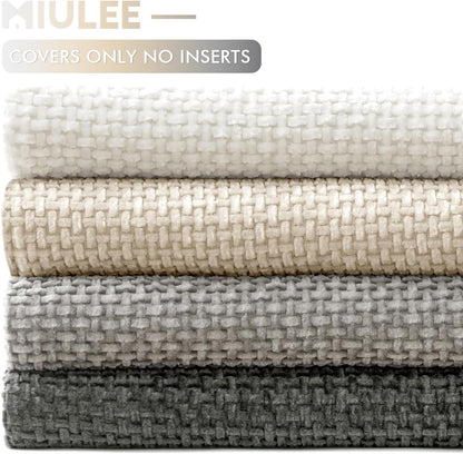 MIULEE Pack of 4 Couch Throw Pillow Covers 18x18 Inch Neutral Soft Decorative Chenille Pillow Covers Farmhouse Boho Cushion Covers for Mid Century Modern Spring Home Decor Sofa Bedroom Living Room