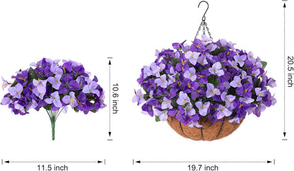 Artificial Hanging Flowers Faux Plants Basket for Outdoors Spring Summer Decor, Fake Silk Bougainvillea in Planter Outdoor Look Real UV Resistant Faux Flower for Outside Porch Patio Garden Home, White