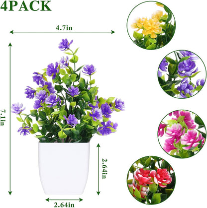 CEWOR Fake Plants 2 Pack Mini Potted Plants Bathroom Accessories Small Artificial Greenery Decorations for Bathroom Office Home Room Kitchen Table Indoor