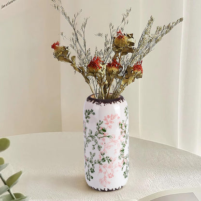 Ceramic Vase for Flowers – Modern Small Ribbed Textured Flower Vase for Home Decor, Pampas Grass, Decorative, Farmhouse, Coffee Table, Kitchen Centerpieces, Bookshelf and Home Living (White)