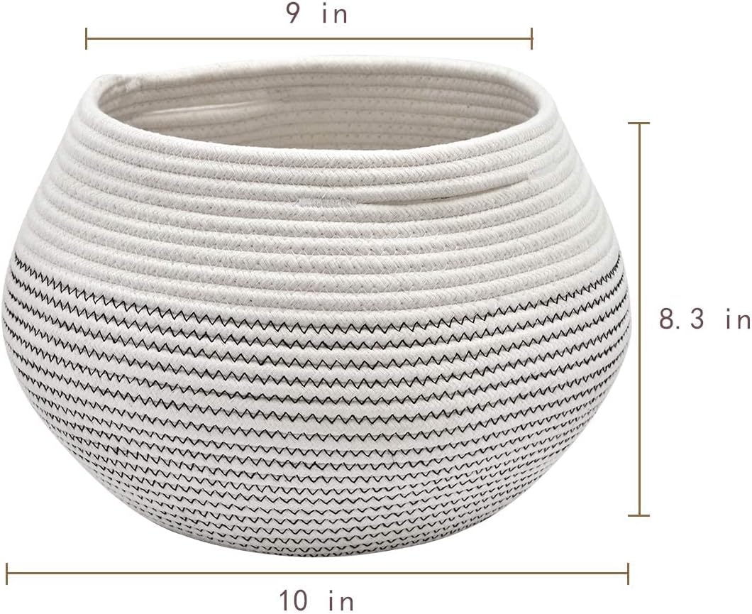 Goodpick Wicker Storage Basket for Living Room, Small Round Woven Basket for Toys, Towel, Bedroom, Children Corner Decoration Plant Baskets Indoor, Jute, 10"D x 8.3"H