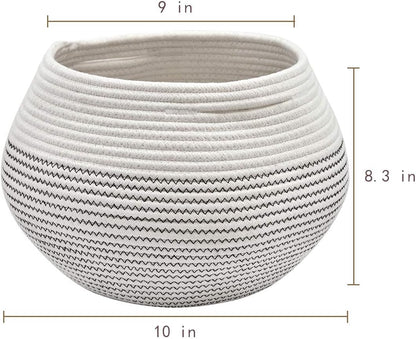 Goodpick Wicker Storage Basket for Living Room, Small Round Woven Basket for Toys, Towel, Bedroom, Children Corner Decoration Plant Baskets Indoor, Jute, 10"D x 8.3"H