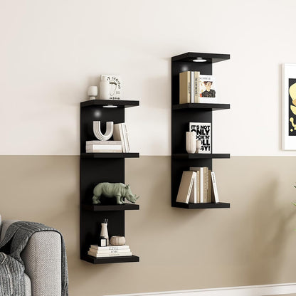 LitaEther Versatile 7 Tier Wall Shelf Unit,White Lack Wall Shelf,Display Floating Shelf with LED Remote Control Light