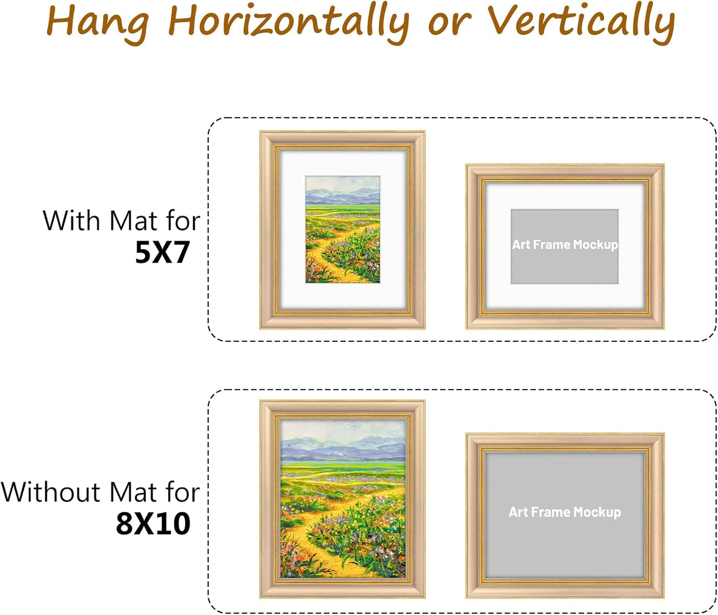 Golden State Art,11x14 Ornate Picture Frame for 8x10 Photo with Mat or 11 x 14 Prints without Mat,Real Glass Wall Display(Color:Green Gold)