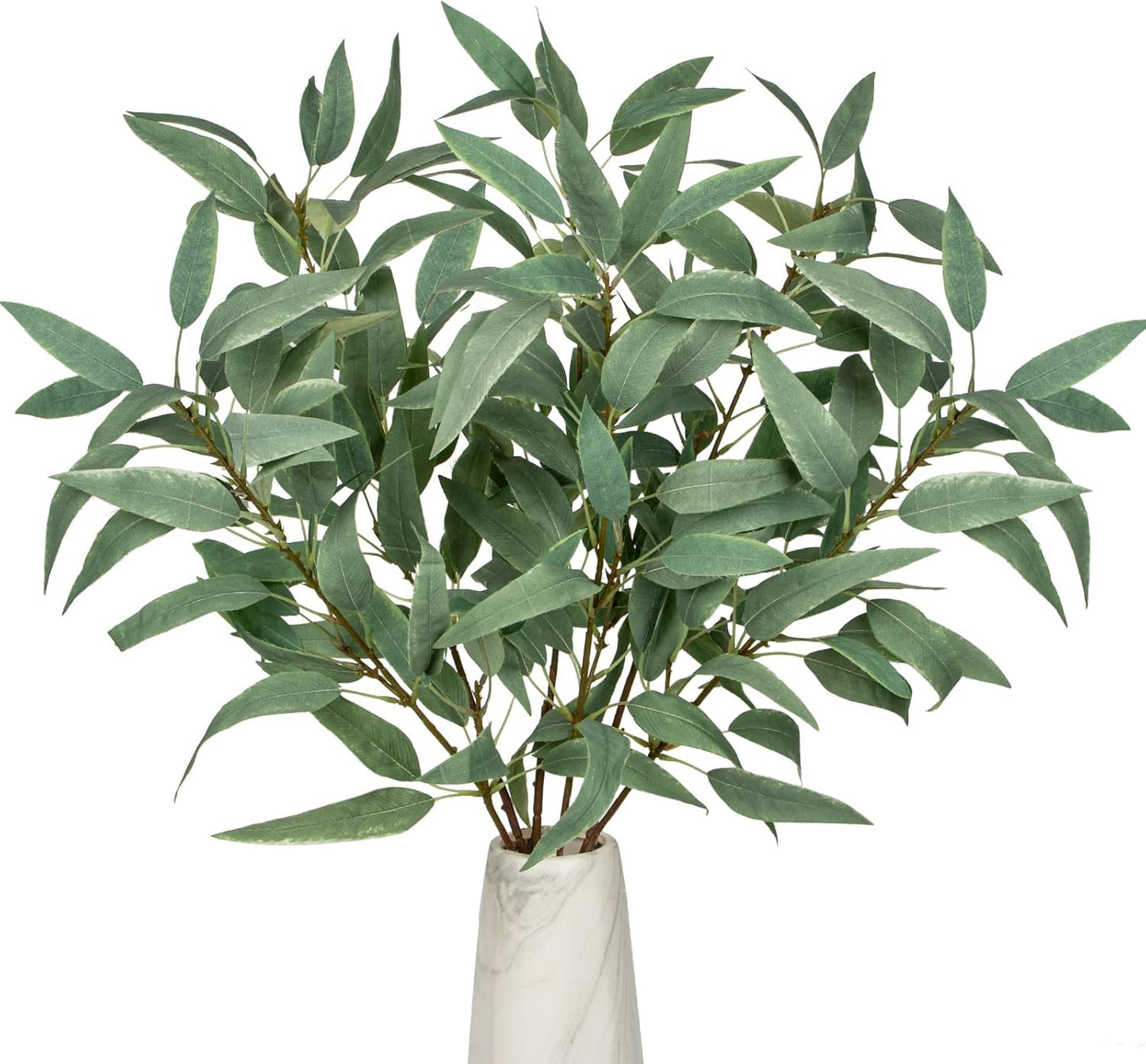 Faux Eucalyptus Stems Willow Eucalyptus Leaves 34” Long Fake Salix Leaves 3 Pcs Artificial Greenery Stems for DIY Bouquet Arrangements Centerpieces Shower Decorations-Artificial Eucalyptus Stems