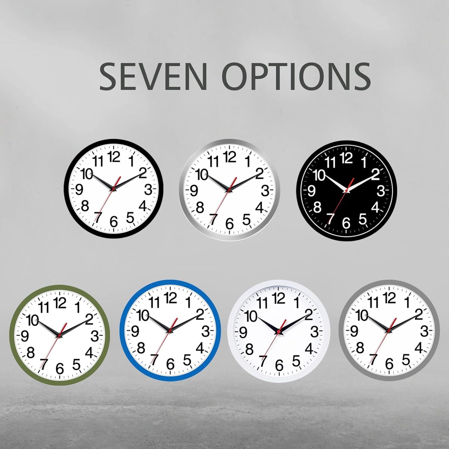Rohioue Wall Clock Modern 8 Inch Battery Operated Silent Non Ticking Small Analog Clock for Living Room Office Home Bedroom Kitchen Bathroom(Black)