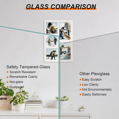 YESKAY 4x6 Picture Frame Collage for Wall Decor, Multiple Photo Collage Frames with Tempered Glass, 7-Opening for 4 x 6 Picture Frames, Rustic Brown, 1 Pack