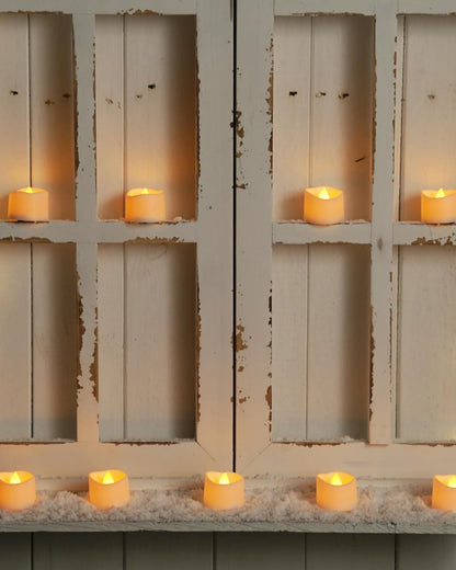 Homemory 48-Pack Novelty Flickering Flameless Tea Lights Candles, 200+Hours Battery-Operated LED Fake Candles for Wedding Table Centerpieces,Proposal,Anniversary, White Base, Ø1.5'' × H1.3''
