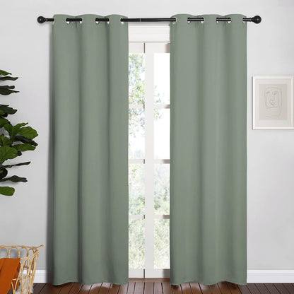 NICETOWN Halloween Pitch Black Solid Thermal Insulated Grommet Blackout Curtains/Drapes for Bedroom Window (2 Panels, 42 inches Wide by 63 inches Long, Black) - Colors B
