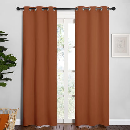 NICETOWN Halloween Pitch Black Solid Thermal Insulated Grommet Blackout Curtains/Drapes for Bedroom Window (2 Panels, 42 inches Wide by 63 inches Long, Black) - Colors B