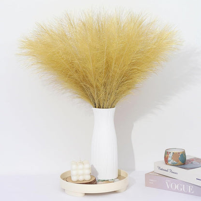 Pampas Grass Decor 30 Pcs 21.7 Inch Faux Brown Pampas Grass Bulk Artificial Dried Flowers Small Vase Filler Pompas Grass.
