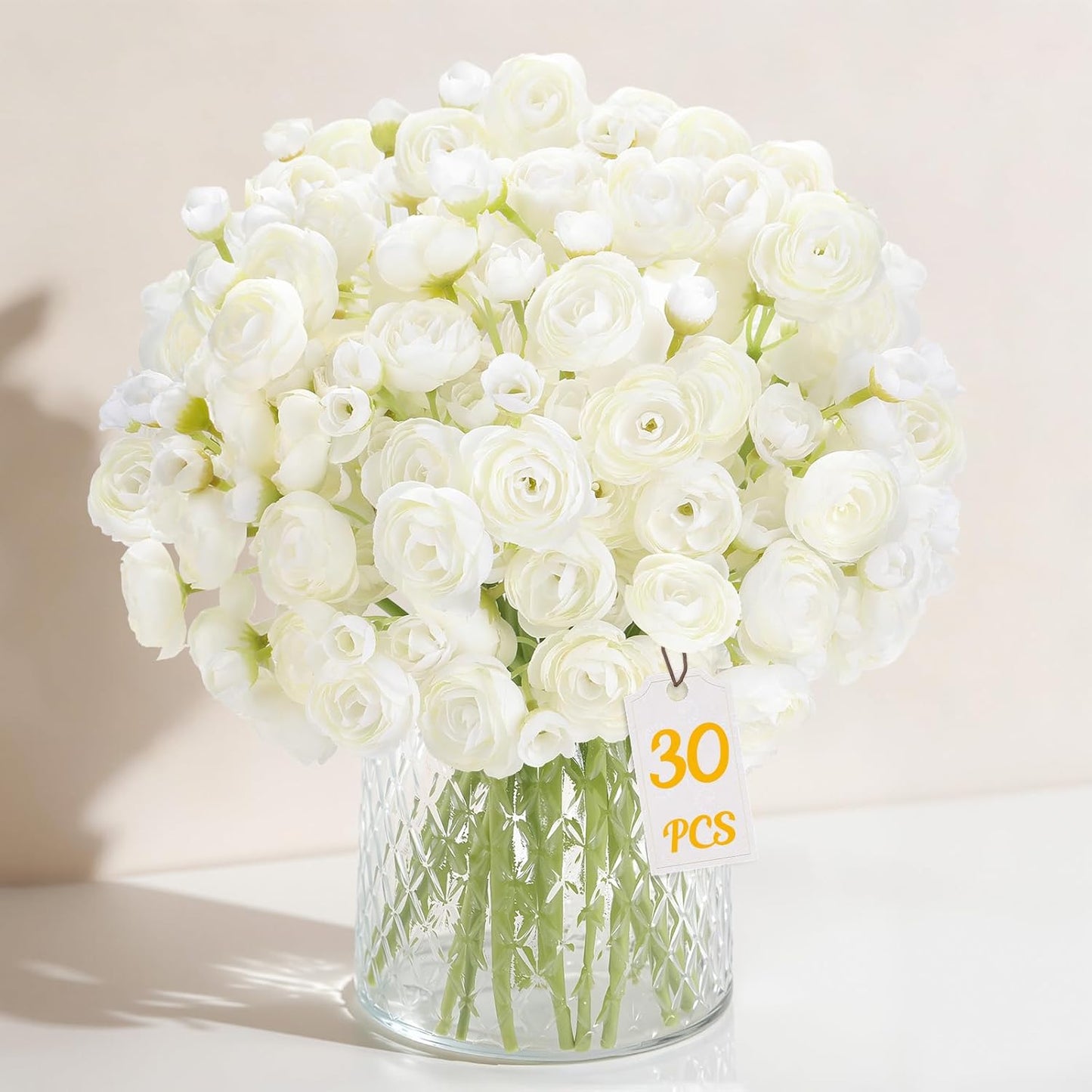 Alupssuc 30Pcs Ranunculus Artificial Flowers Faux Silk Mini Ranunculus, Spring Flowers Artificial Indoor for DIY Bouquets, Bulk Fake Wedding Filler Flowers for Bride Shower Decorations, Shabby Blush