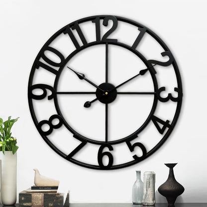CLXEAST 30 Inch Large Wall Clock Modern, Oversized Roman Numeral Decorative Black Metal Wall Clock for Living Room Decor,House Warming Gifts New Home