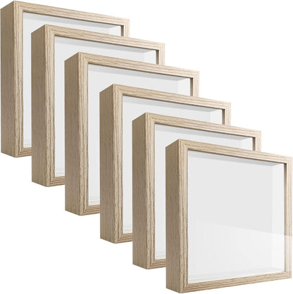 8x8 Shadow Box Frame Display Case with Letter Stickers, 3D Picture Frame, Display Case Box for Memorabilia, Baby Items, Wedding Memories, Crafts, Tickets and Photos (White, 8x8)