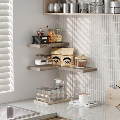 RALGEND Floating Shelves for Wall, 1.5" Thick Wall Shelf Set of 3 with Invisible Brackets, L31.5 x W7.9 Hanging Shelves Farmhouse Home Decor for Bathroom, Living Room, Bedroom, Rustic Brown 8301BJP3BF