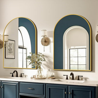 FICTOR Bathroom Mirror for Wall, Arched Vanity Bathroom Mirror for Over Sink, Metal Framed with HD Shatter-Proof Glass for Entryway, Living Room,Bedroom(2 Pack 24” x 36”, Black)