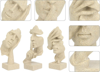 3 Pcs Thinker Statue,Modern Home Resin Sculptures,Collectible Figurines for Home Office Bookshelf Desktop Decor(Black)