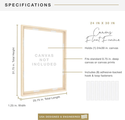 MCS Canvas Float Frames 8x10 Frame, Black Frame for Finished Canvases, Vertical & Horizontal Wall Hanging Frame with Adhesive for Canvas Paintings (1-Pack)