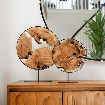 WELLAND Irregular Cedar Wood Sculpture 8.75" W x 1.75" D x 17.75" H Natural Edge Tabletop Statues, Handmade Ornaments, Décor for Living Room, Home Office, Bedroom,