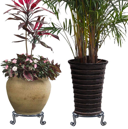 12"x3.1" Black Plant Stand for Flower Pot Heavy Duty Potted Holder Indoor Outdoor Metal Rustproof Iron Garden Container Round Supports Rack for Planter Bronze,Pumpkin Stand Outdoor