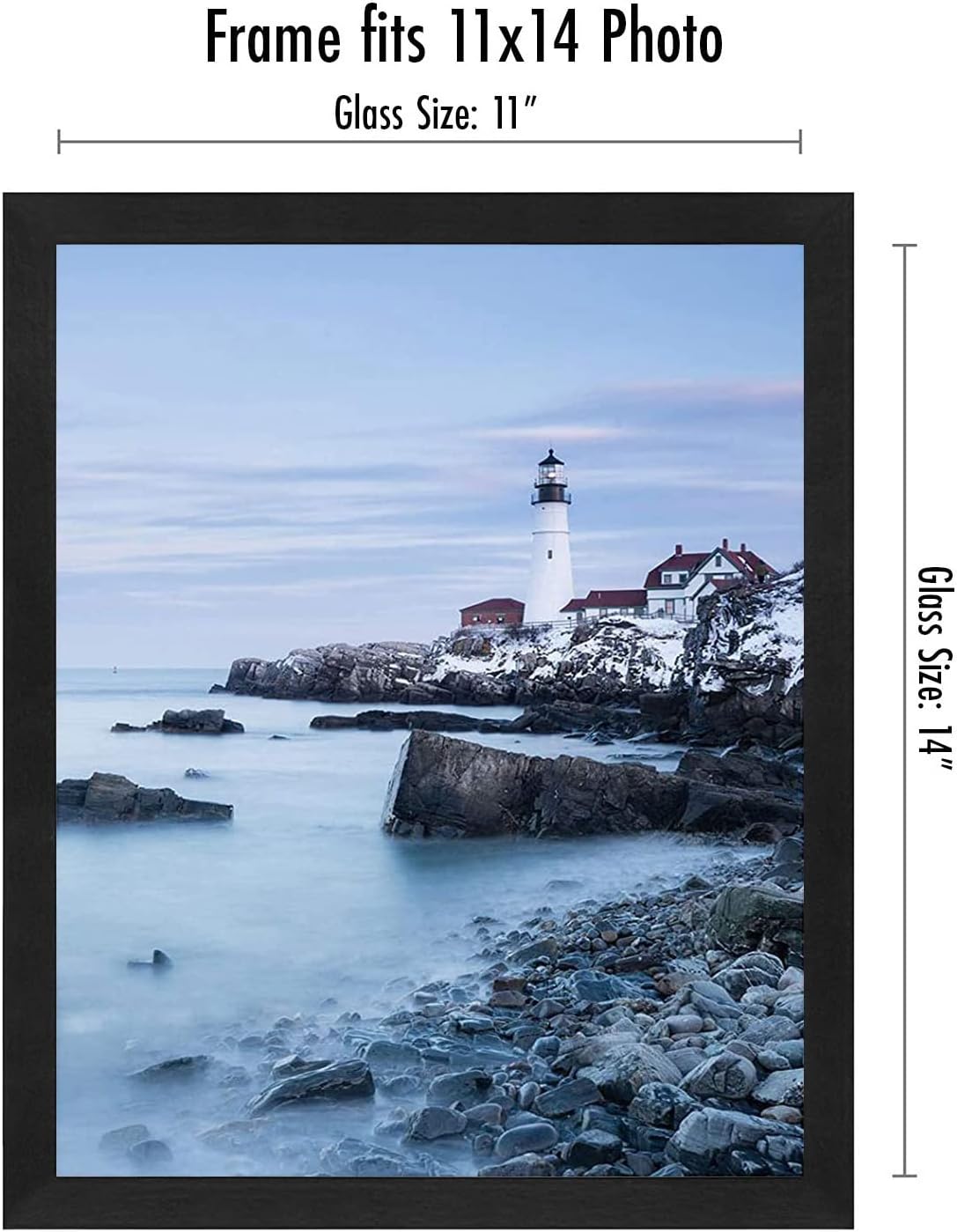 Americanflat 8.5x11 Floating Picture Frame with Polished Crystal-Clear Glass - Set of 2 - Use as 5x7 Frame or Display 4x6 Photo - Signature Float Collection - Photo Frames for Wall Display - Black